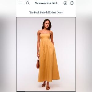 Abercrombie & Fitch Tie-Back Babydoll Yellow Linen Dress